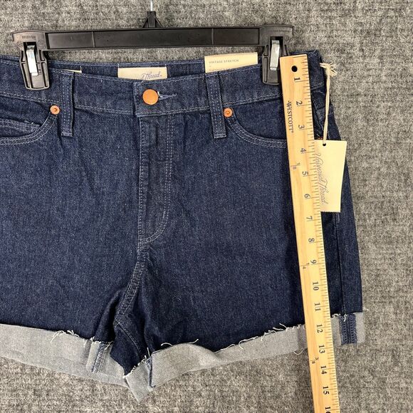 Universal Thread Cut Off Shorts Women's 6 Dark Blue Midi Cotton Pockets Stretch‎ - Picture 8 of 13